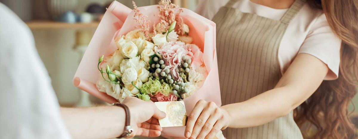 Florist handling the bouquet order