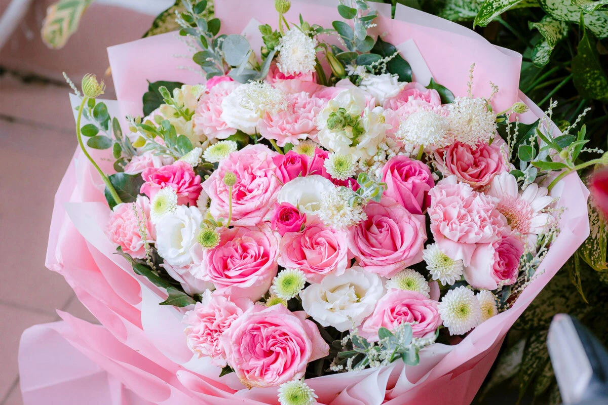 Vibrant pink and white flowers